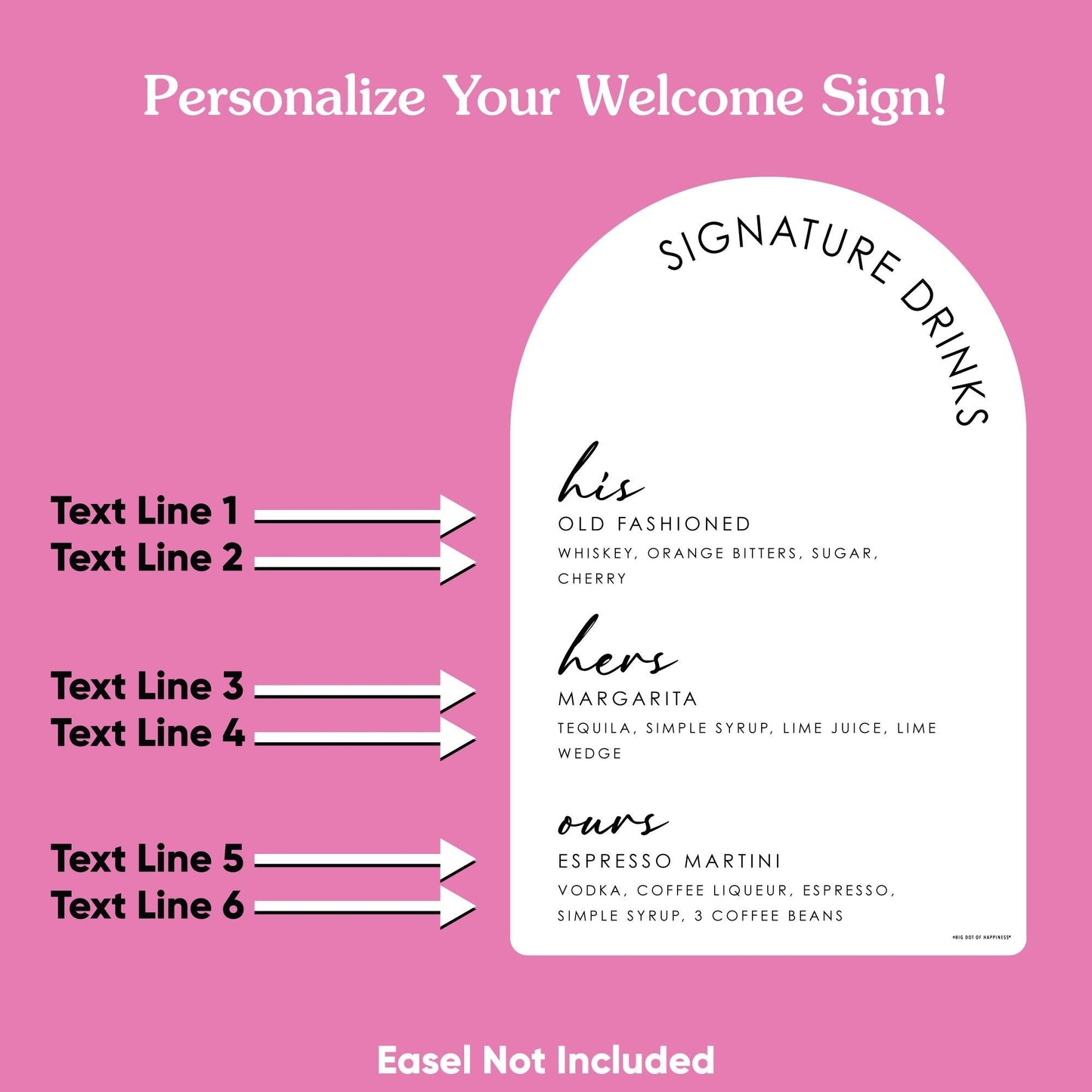 Personalized Signature Drink Menu Wedding Sign (Select Your Size)