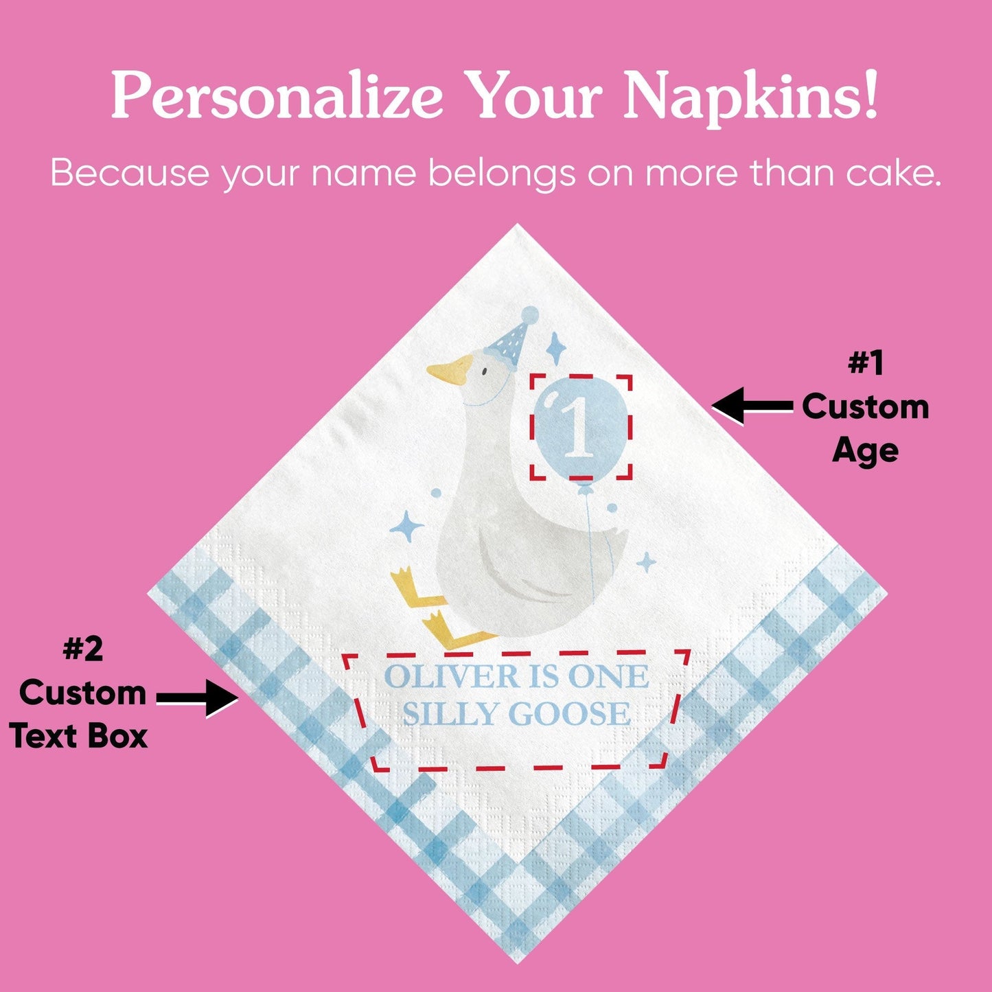 Custom Text Napkins - One Silly Goose Blue