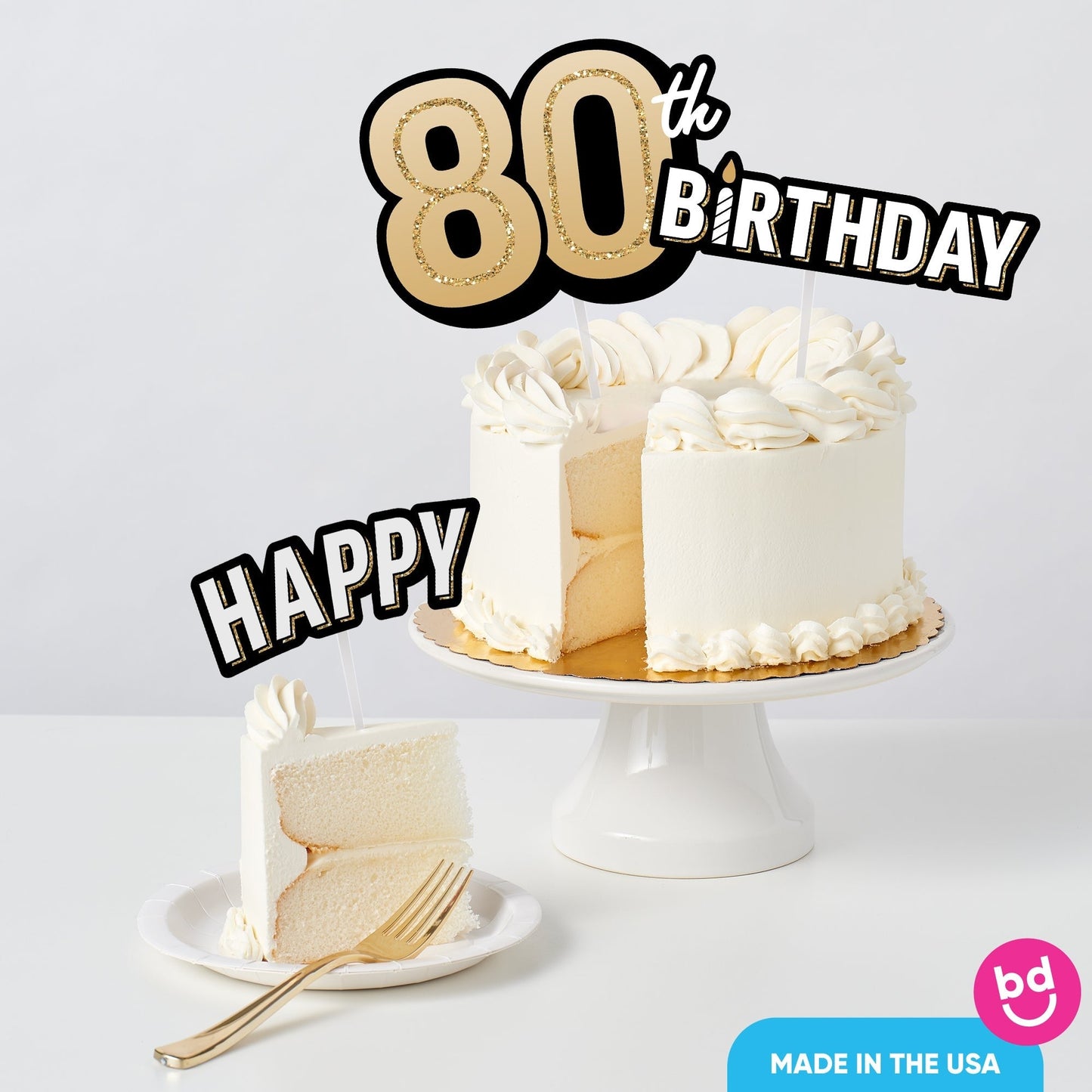 80th Birthday Cake Topper - 3 Pc