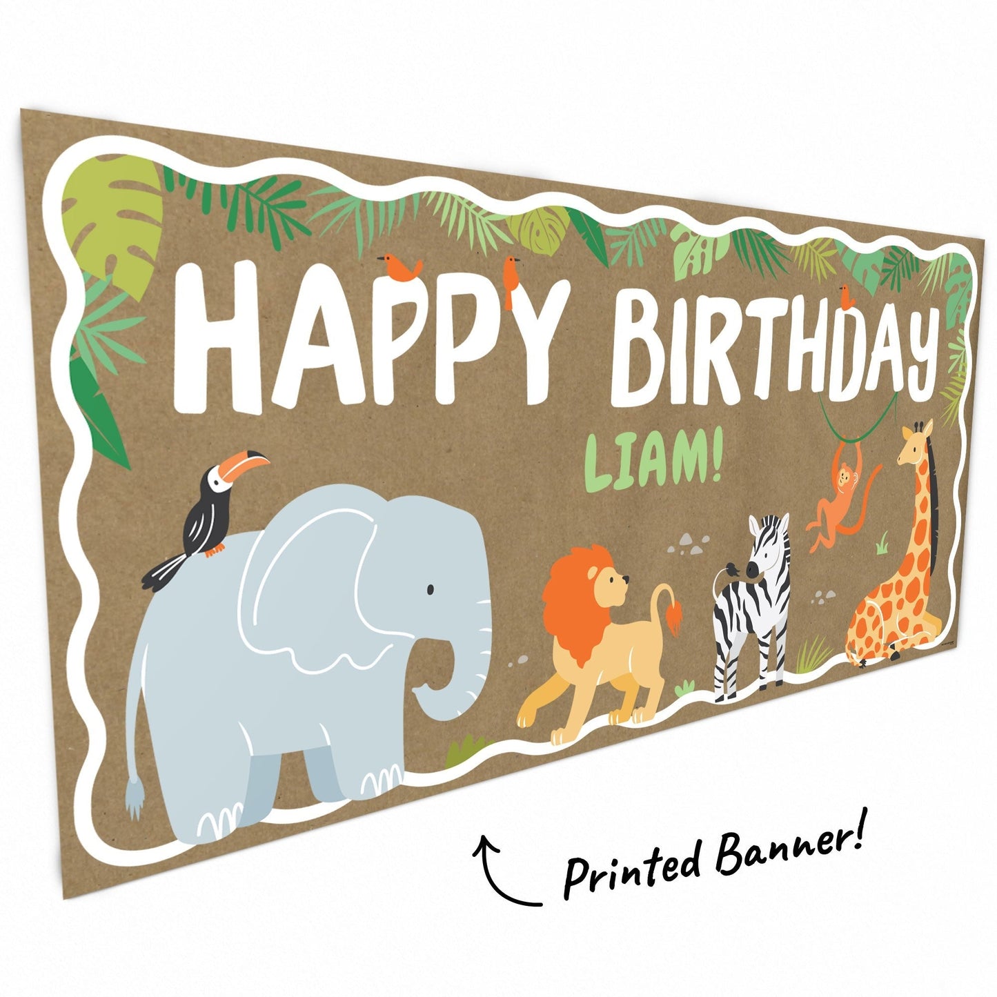 Custom Text Safari Animals Kraft Banner