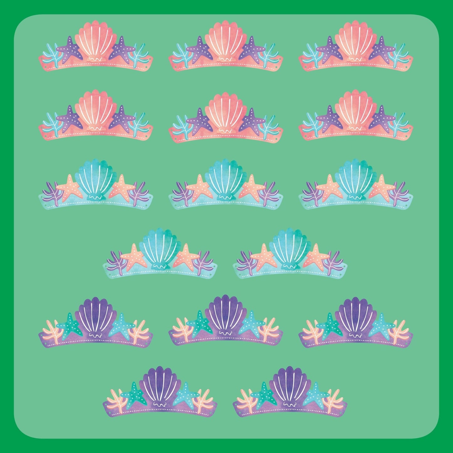 Mermaid Paper Crown Headbands - 16 Ct