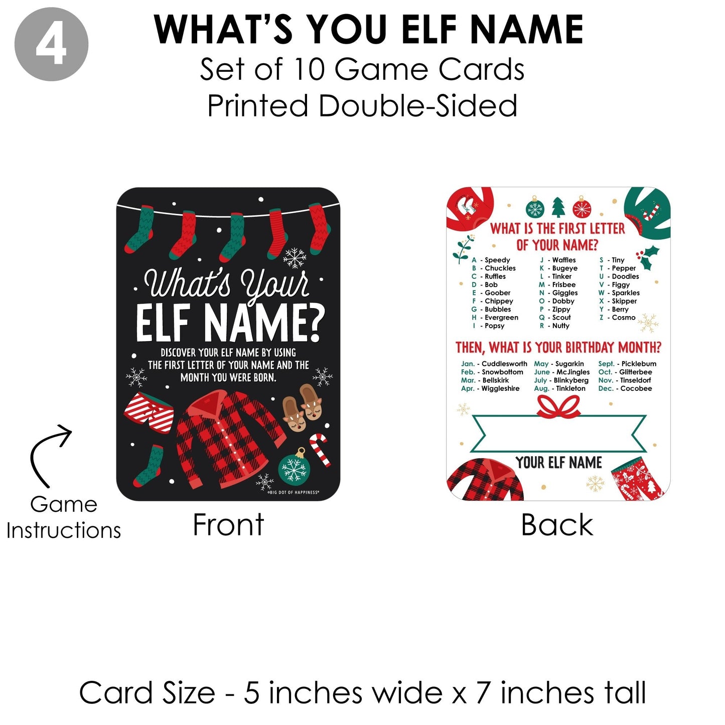 Christmas Pajamas - 4 Holiday Plaid PJ Party Games - 10 Cards Each - Gamerific Bundle