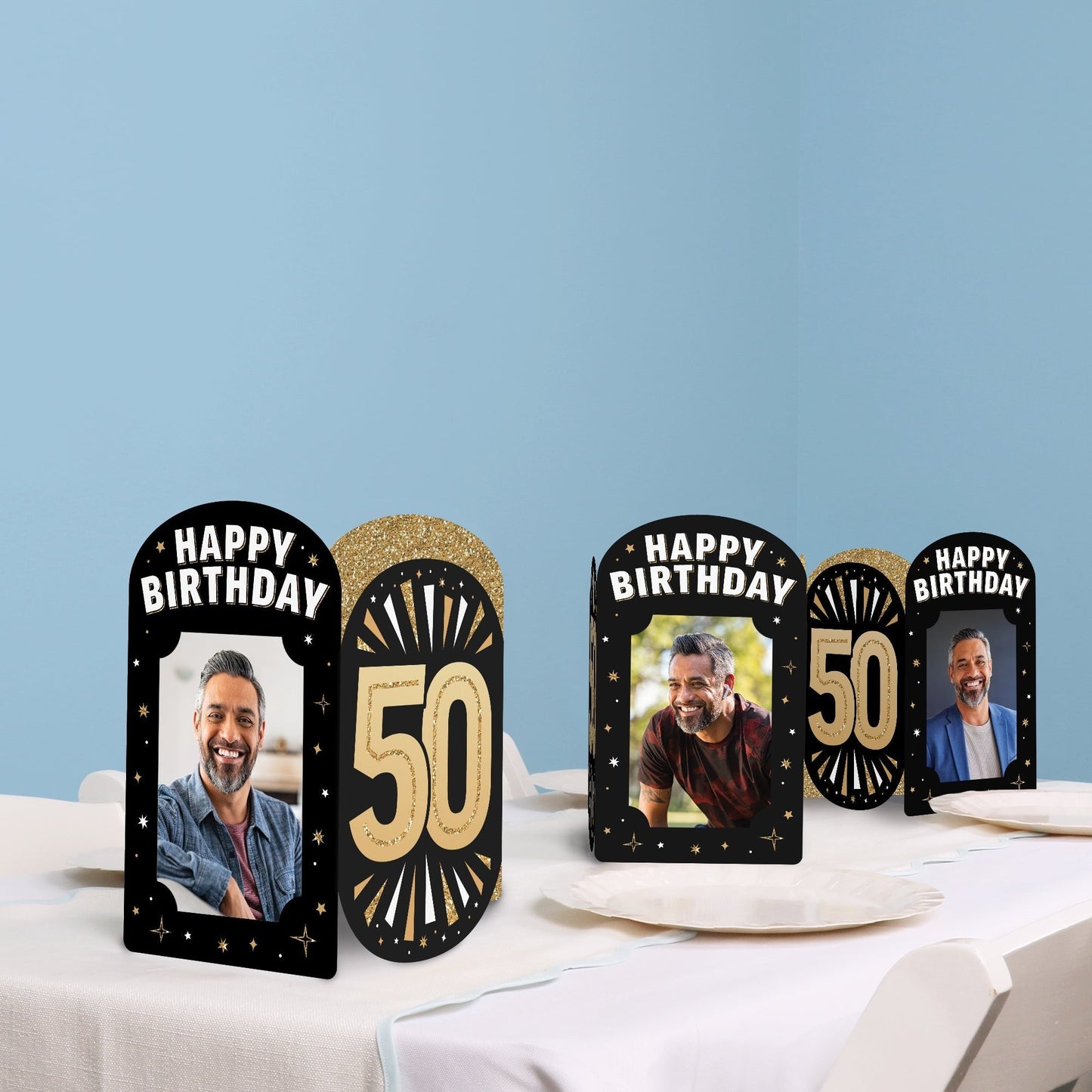 50th Birthday Photo Centerpieces - 8 Ct