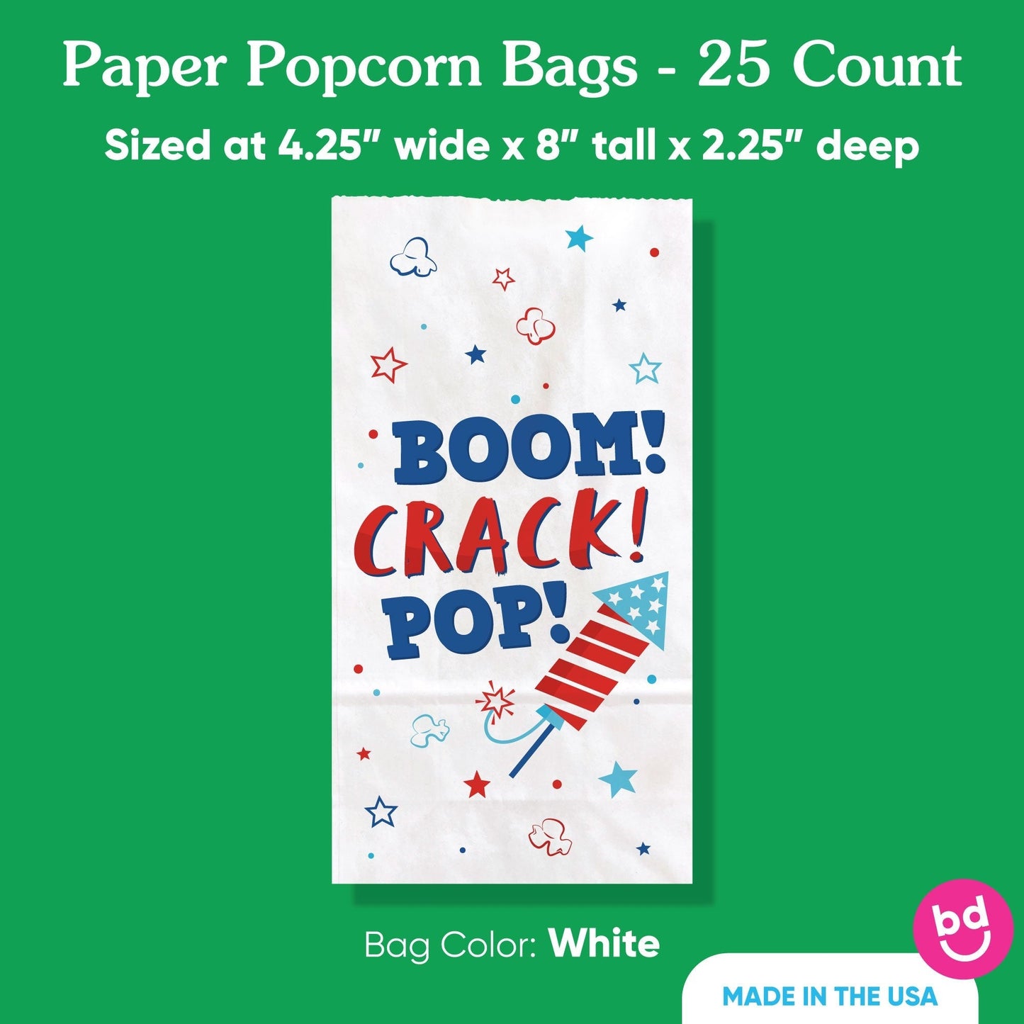 Popcorn Bags - Firecracker 4th of July - 25 Ct