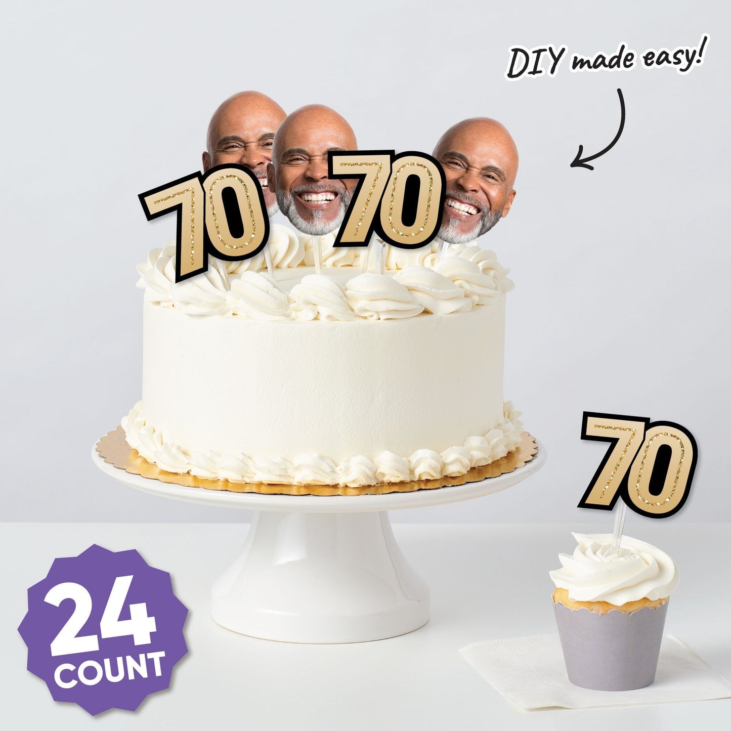 Custom Photo 70th Birthday Cut-Outs - 24 Ct