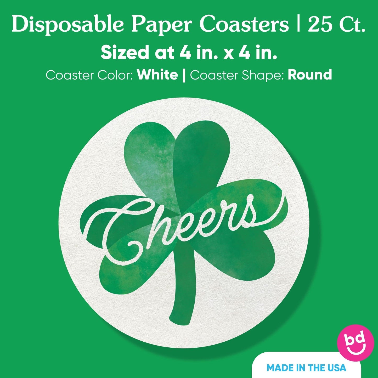 Drink Coasters - Shamrock St. Patrick’s Day - 25 Ct