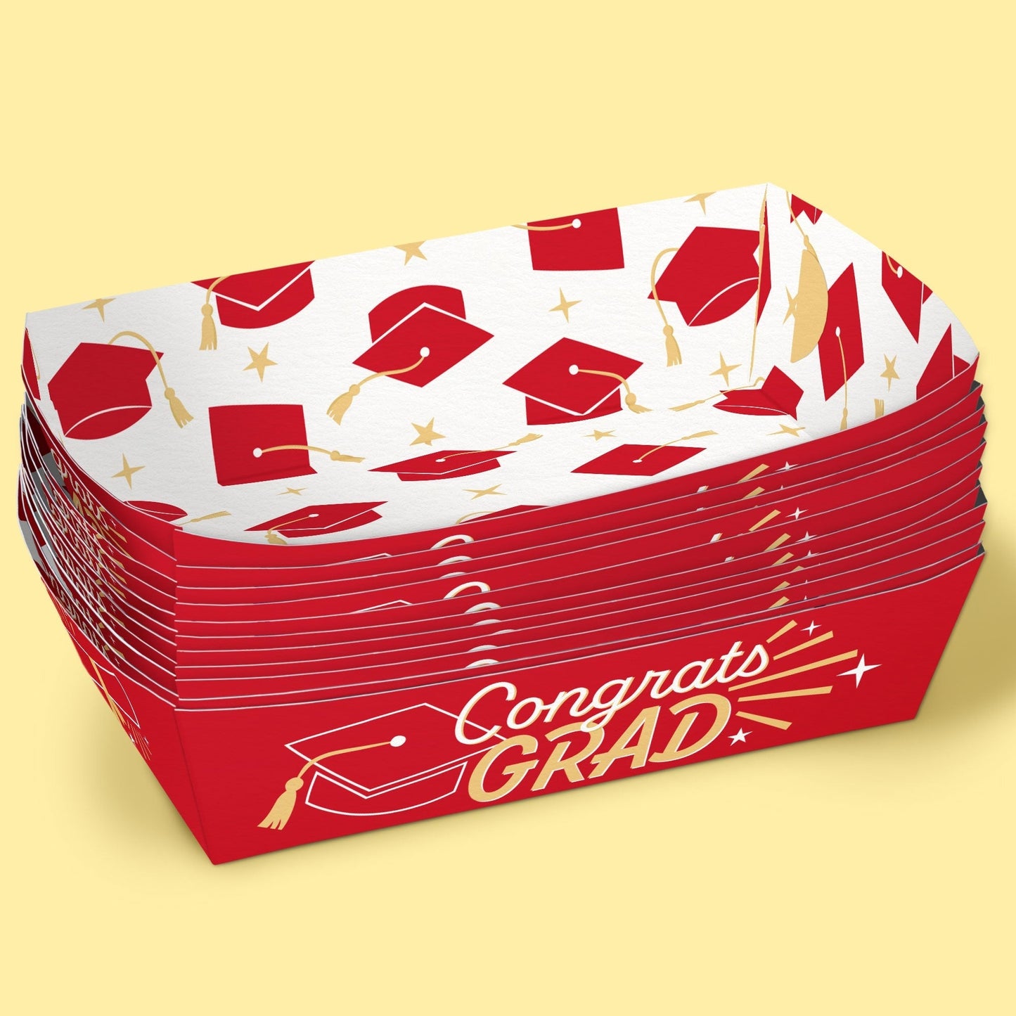 Red Graduation Paper Food Trays