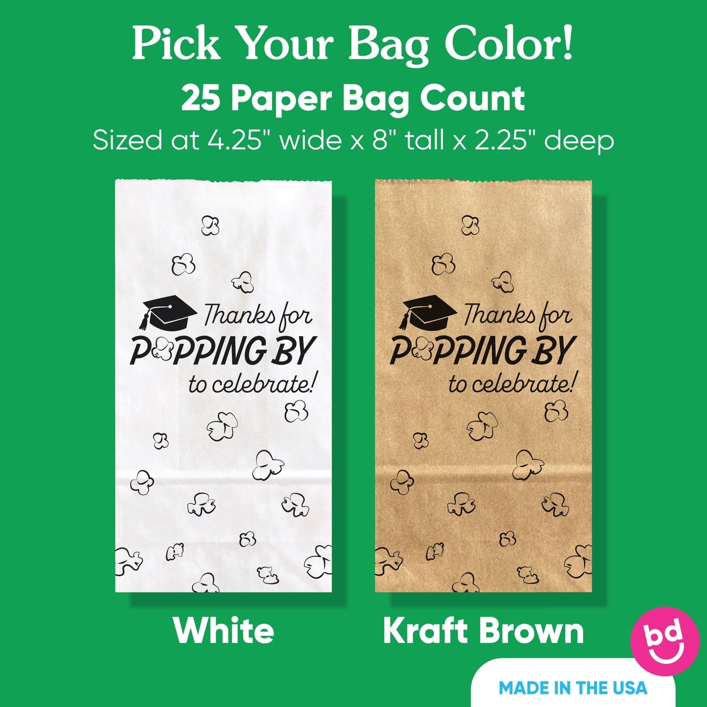 Popcorn Bags - Black and Gold Grad - 25 Ct