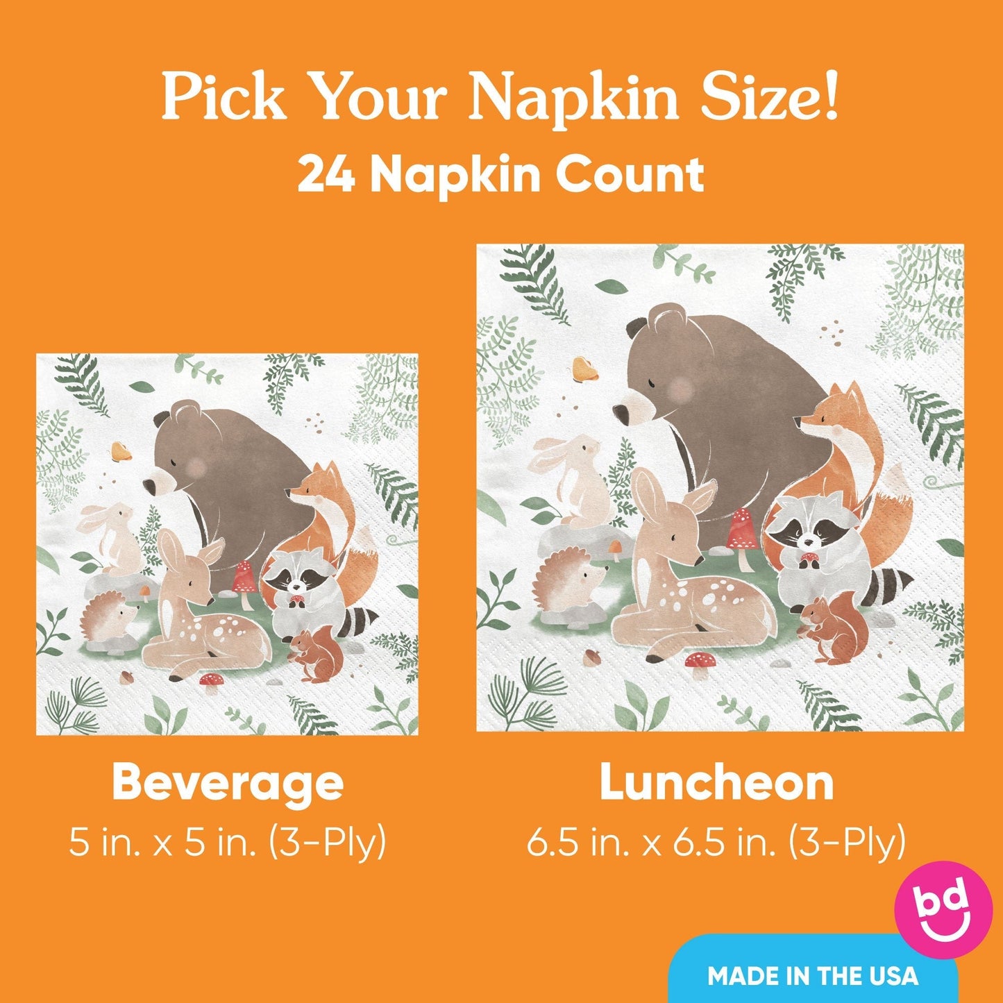 Napkins - Woodland Animals - 24 Ct