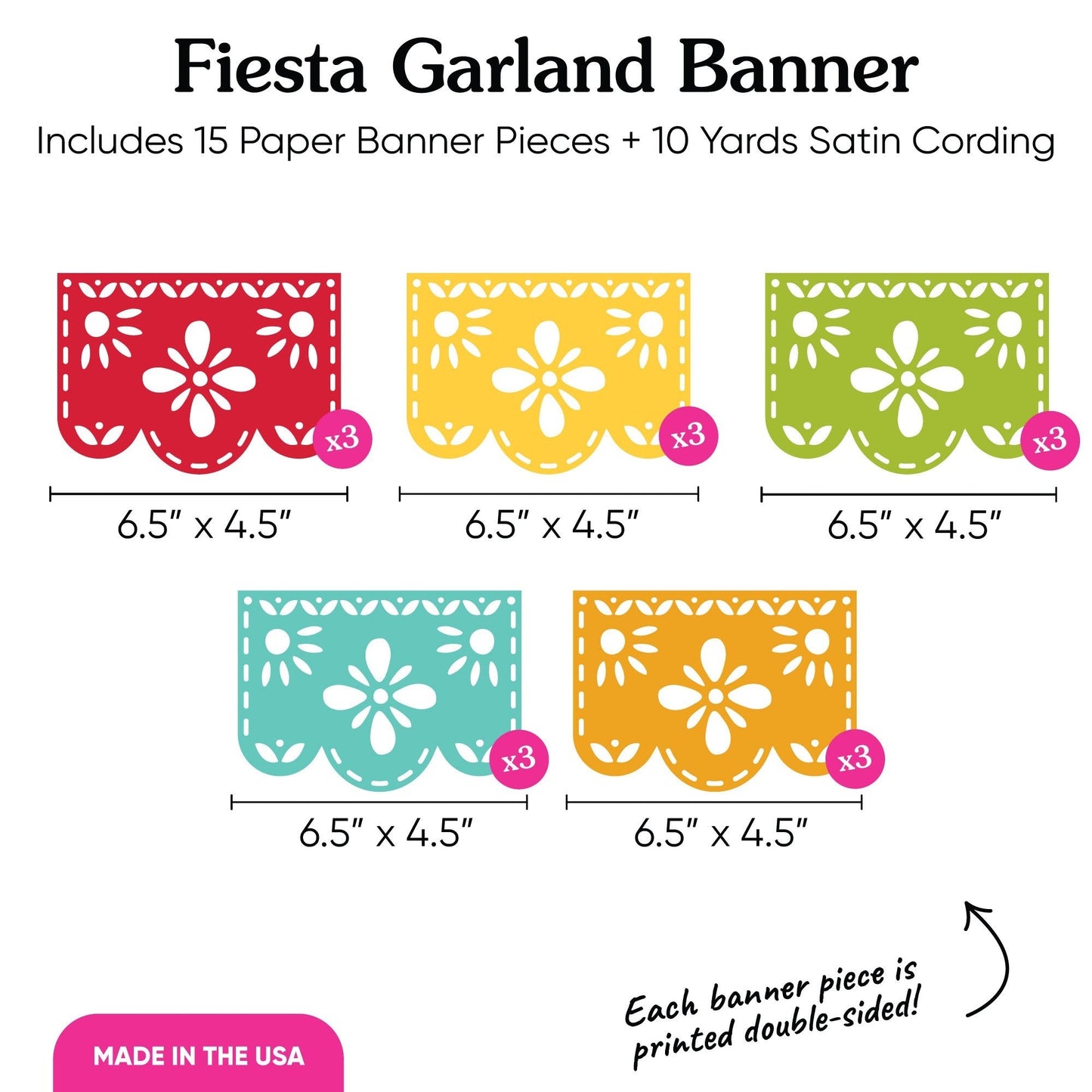 Let's Fiesta Garland Banner - 15 Pc