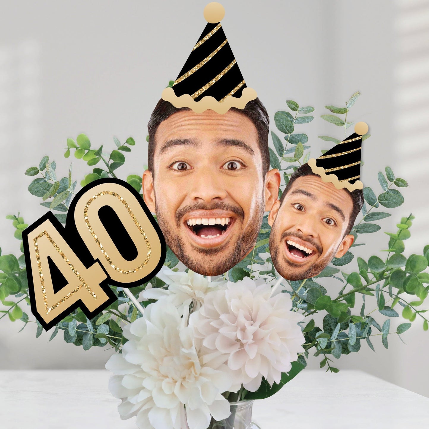 Custom Photo 40th Birthday Table Toppers - 15 Ct