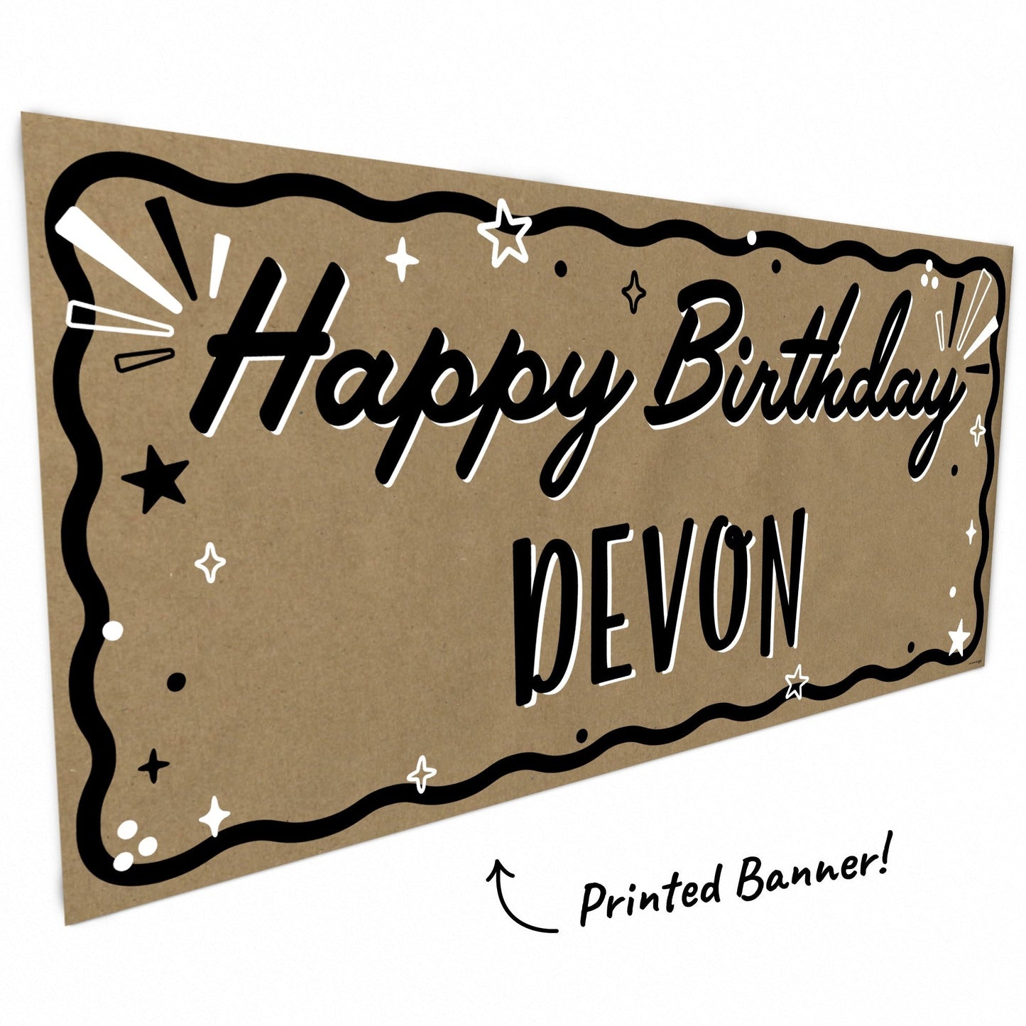 Custom Text Happy Birthday Kraft Banner
