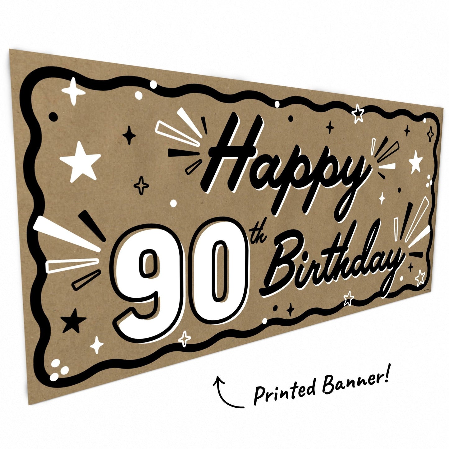 90th Birthday Kraft Banner