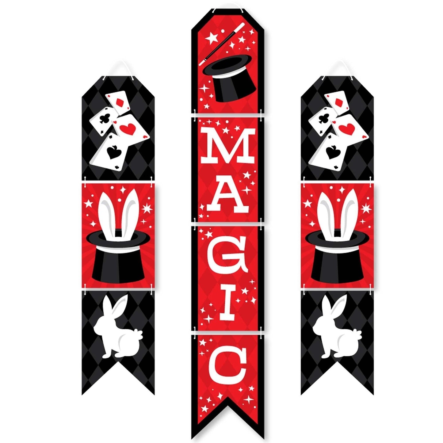Ta-Da, Magic Show - Hanging Vertical Paper Door Banners - Magical Birthday Party Wall Decoration Kit - Indoor Door Decor