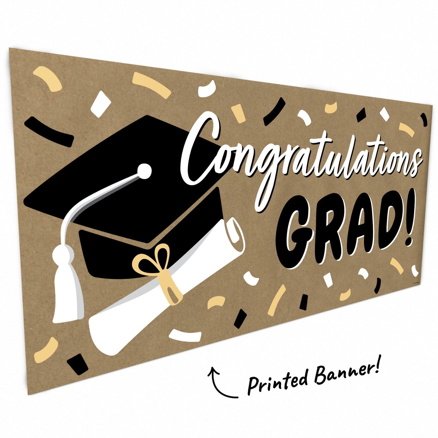 Black & Gold Grad Kraft Banner
