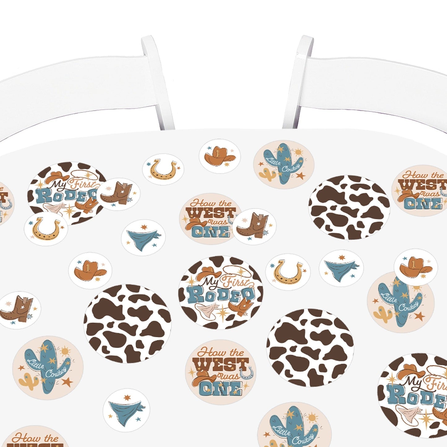 My First Rodeo - Little Cowboy 1st Birthday Party Giant Circle Confetti - Party Decorations - Large Confetti 27 Count