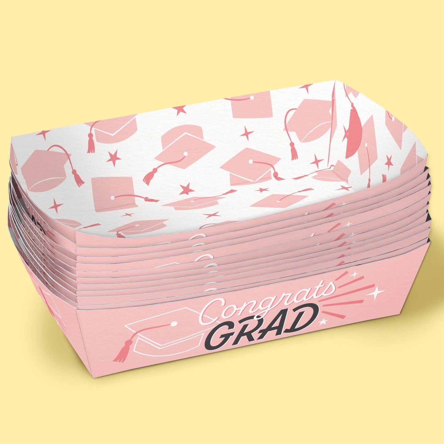 Pink Graduation Paper Food Trays