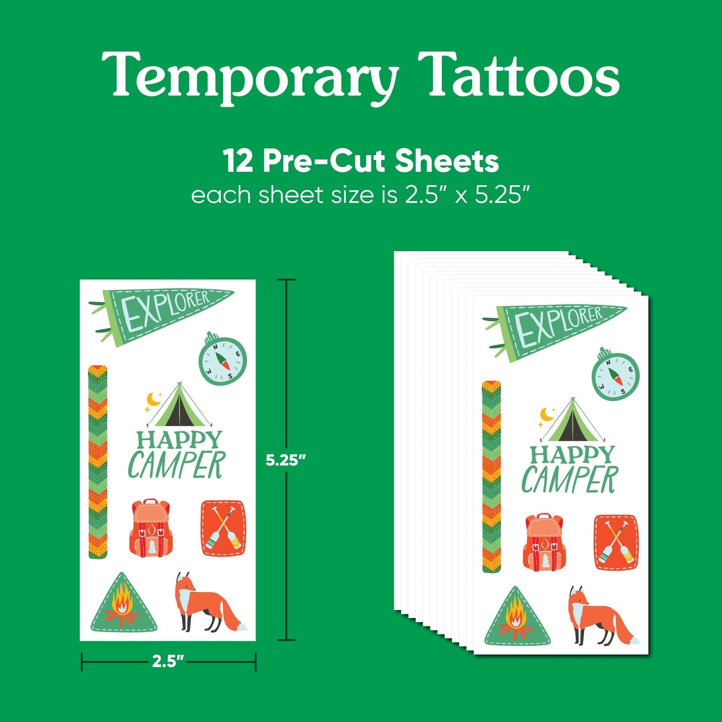 Camping Temporary Tattoos - 96 Ct
