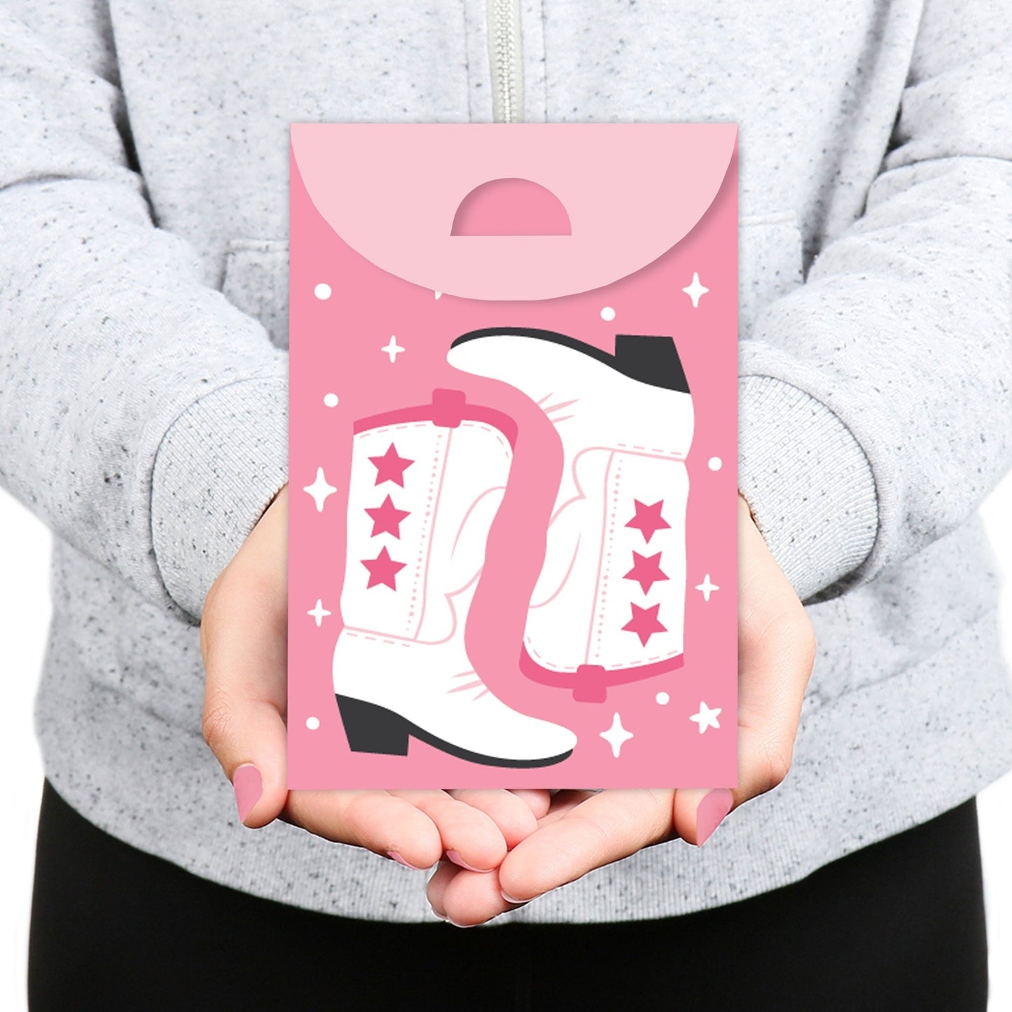 Rodeo Cowgirl - Pink Western Gift Favor Bags - Party Goodie Boxes - Set of 12