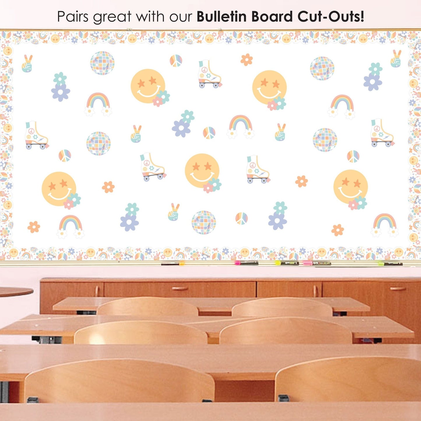 Retro Pastel - Scalloped Classroom Decor - Bulletin Board Borders - 51 Feet
