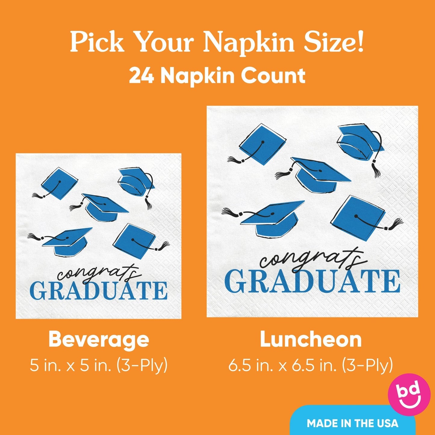 Napkins - Blue Graduation - 24 Ct