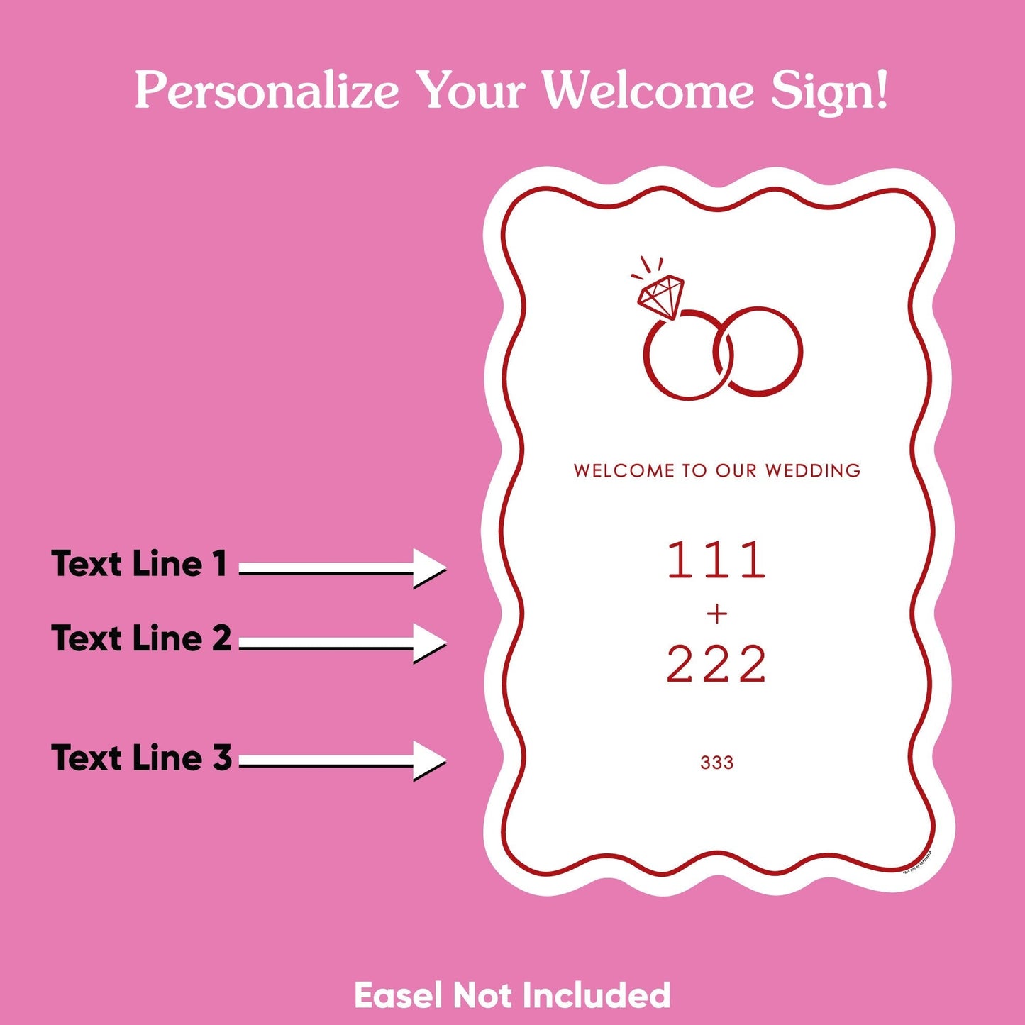 Personalized Text Cherry Red Wedding Rings Welcome Sign (Select Your Size)