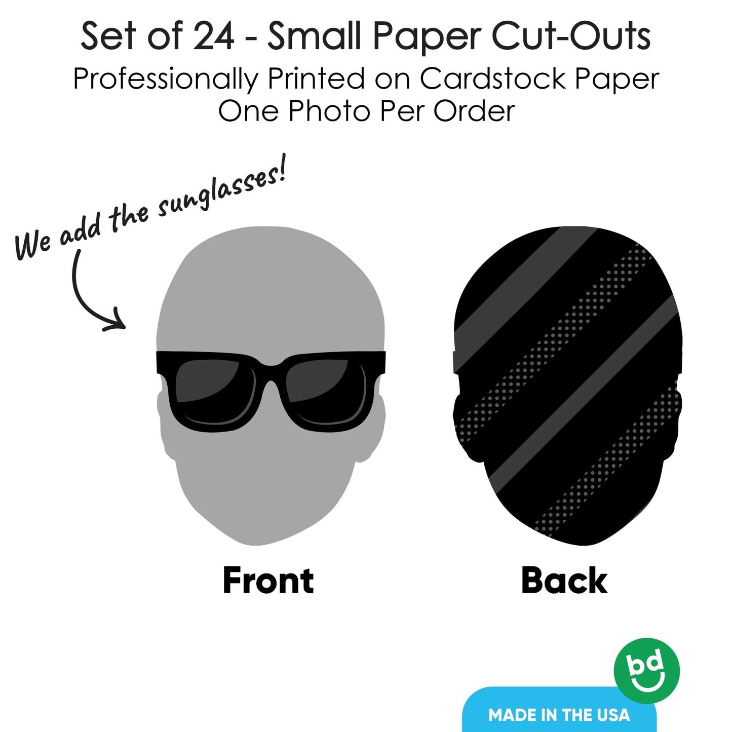 Custom Fun Face Sunglasses Cut-Outs - 24 Ct