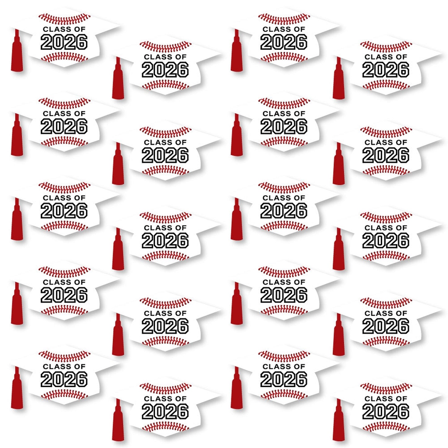 Grad Baseball - Grad Cap Decorations DIY 2026 Graduation Party Large Party Essentials - Set of 20