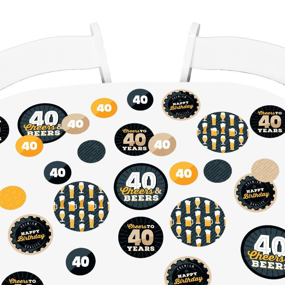 Cheers and Beers to 40 Years - 40th Birthday Party Giant Circle Confetti - Party Decorations - Large Confetti 27 Count