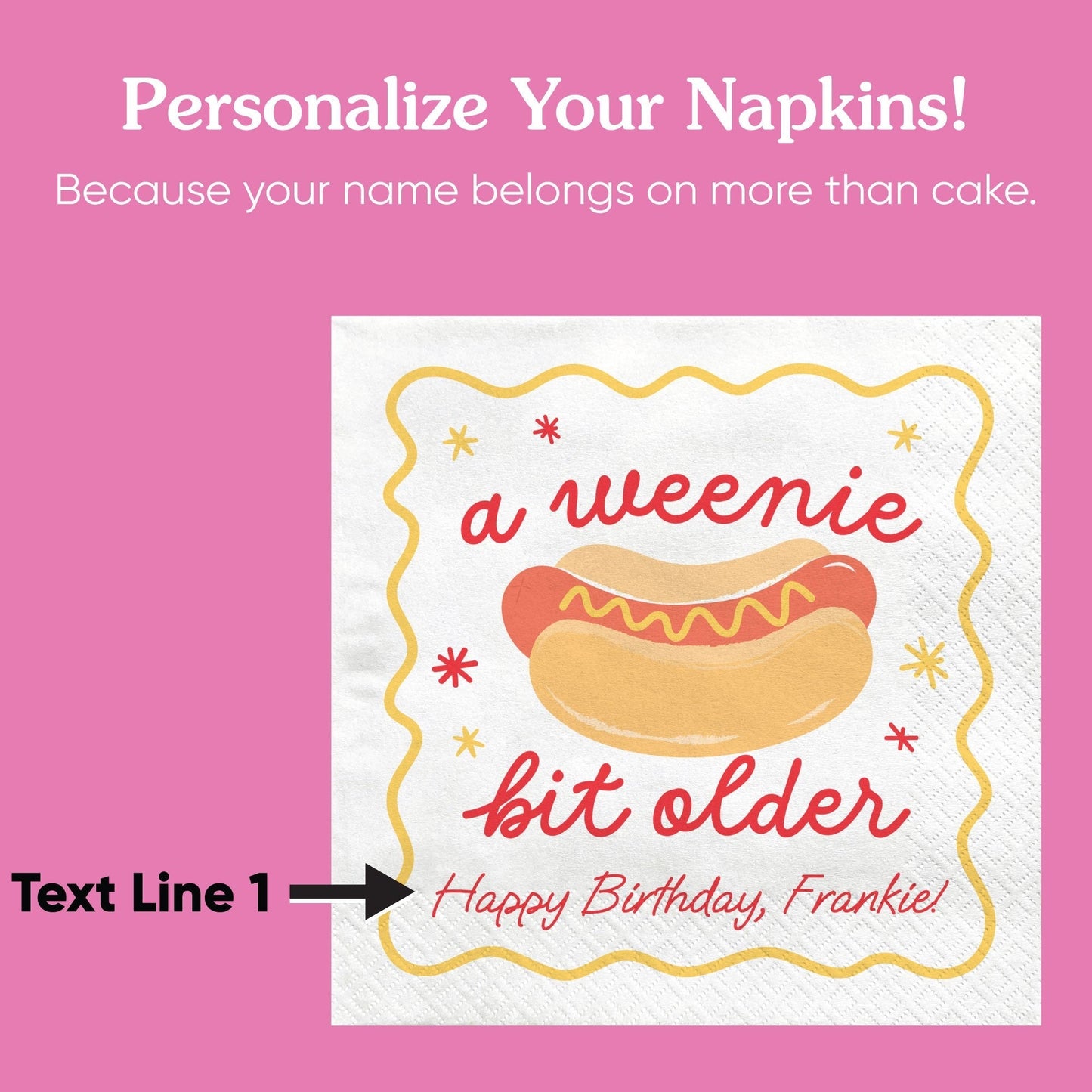Custom Text Napkins - Hot Dog