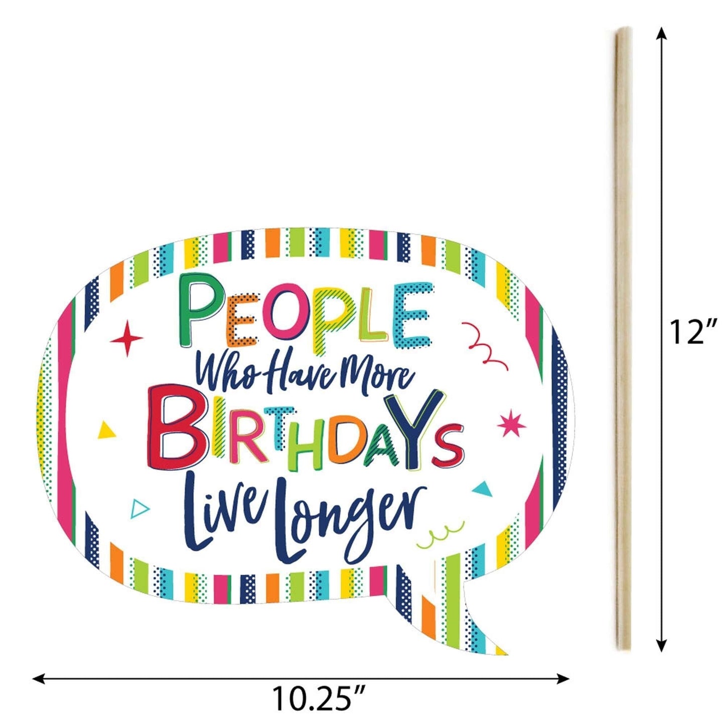 Funny 70th Birthday - Cheerful Happy Birthday - 10 Piece Colorful Seventieth Birthday Party Photo Booth Props Kit