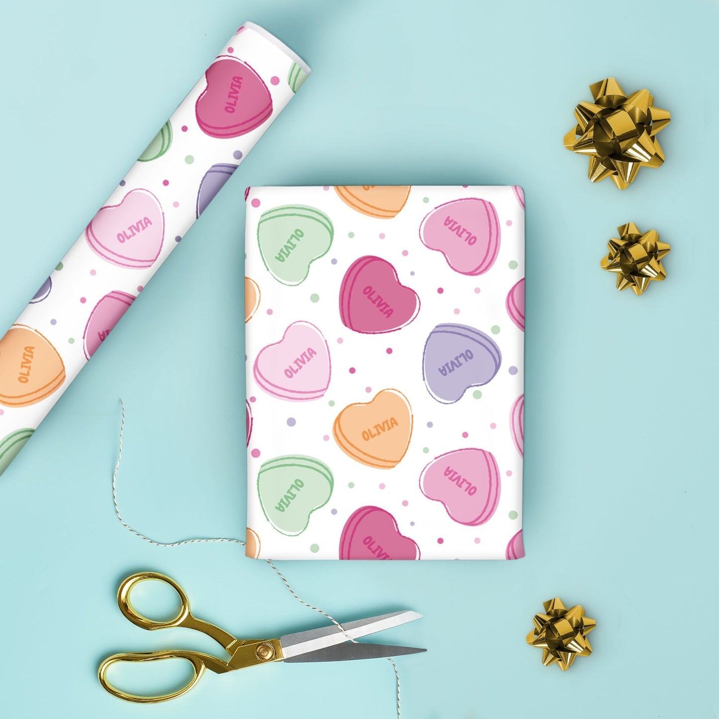 Custom Text Wrapping Paper - Valentine Hearts
