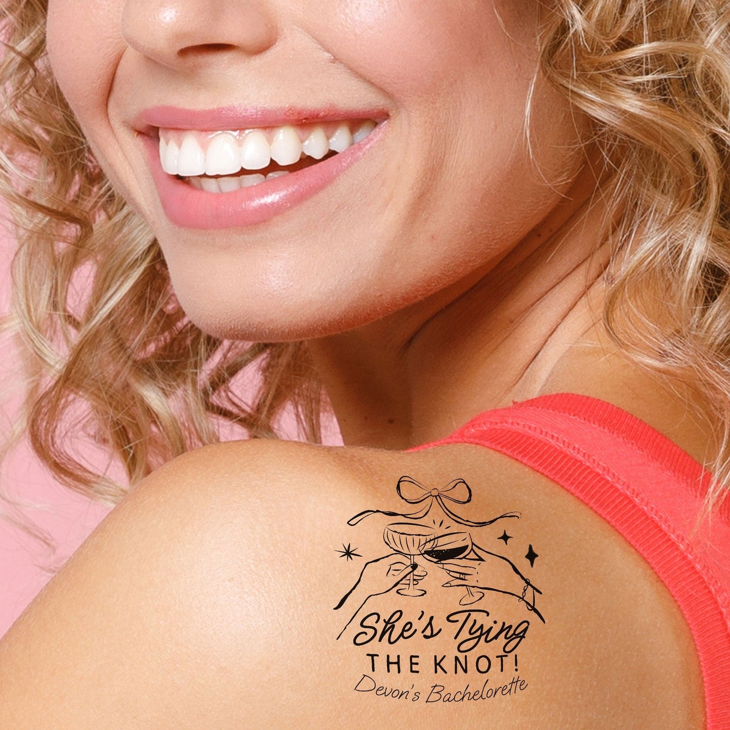 Custom She's Tying The Knot Bachelorette Temporary Tattoos - 12 Ct
