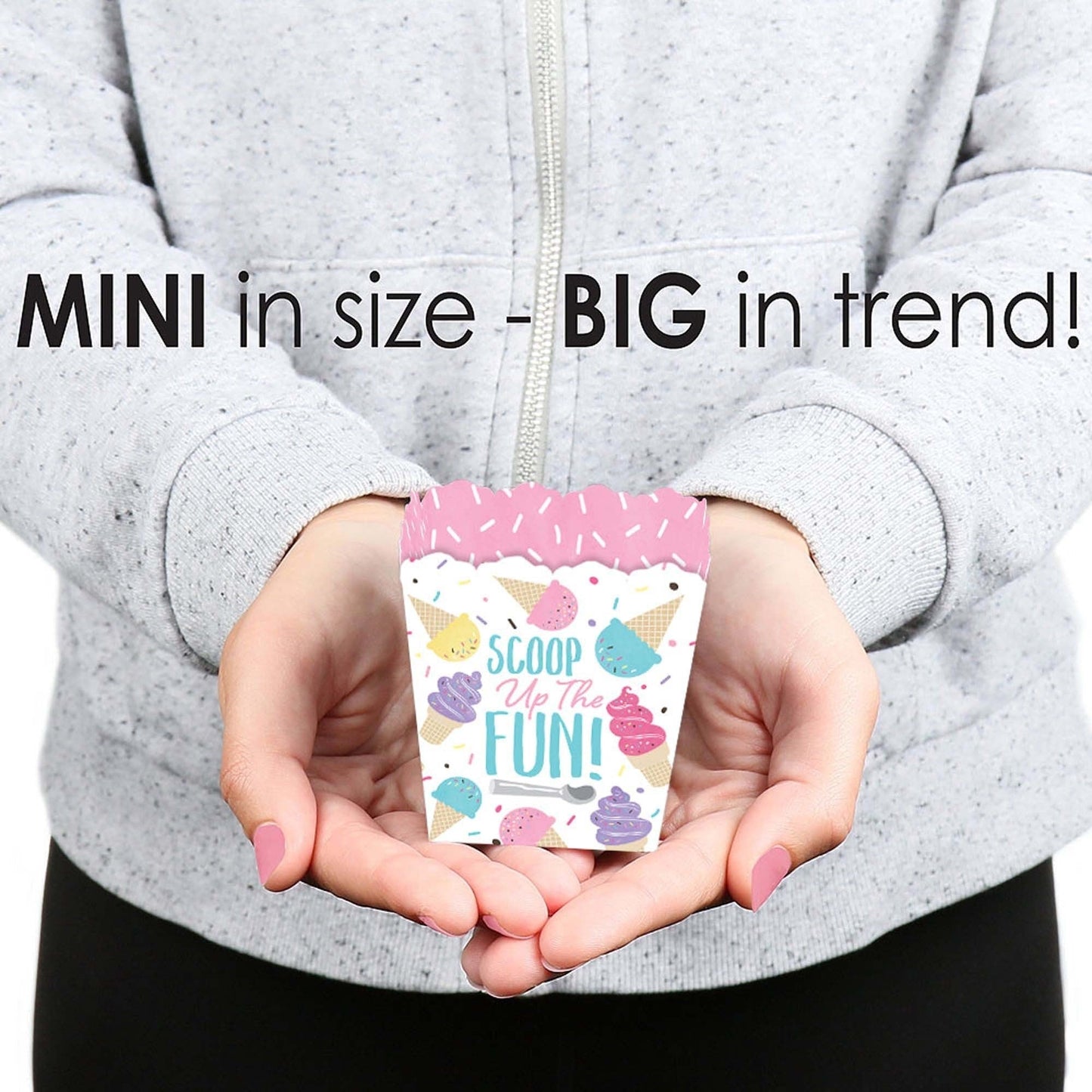 Scoop Up The Fun - Ice Cream - Party Mini Favor Boxes - Sprinkles Party Treat Candy Boxes - Set of 12