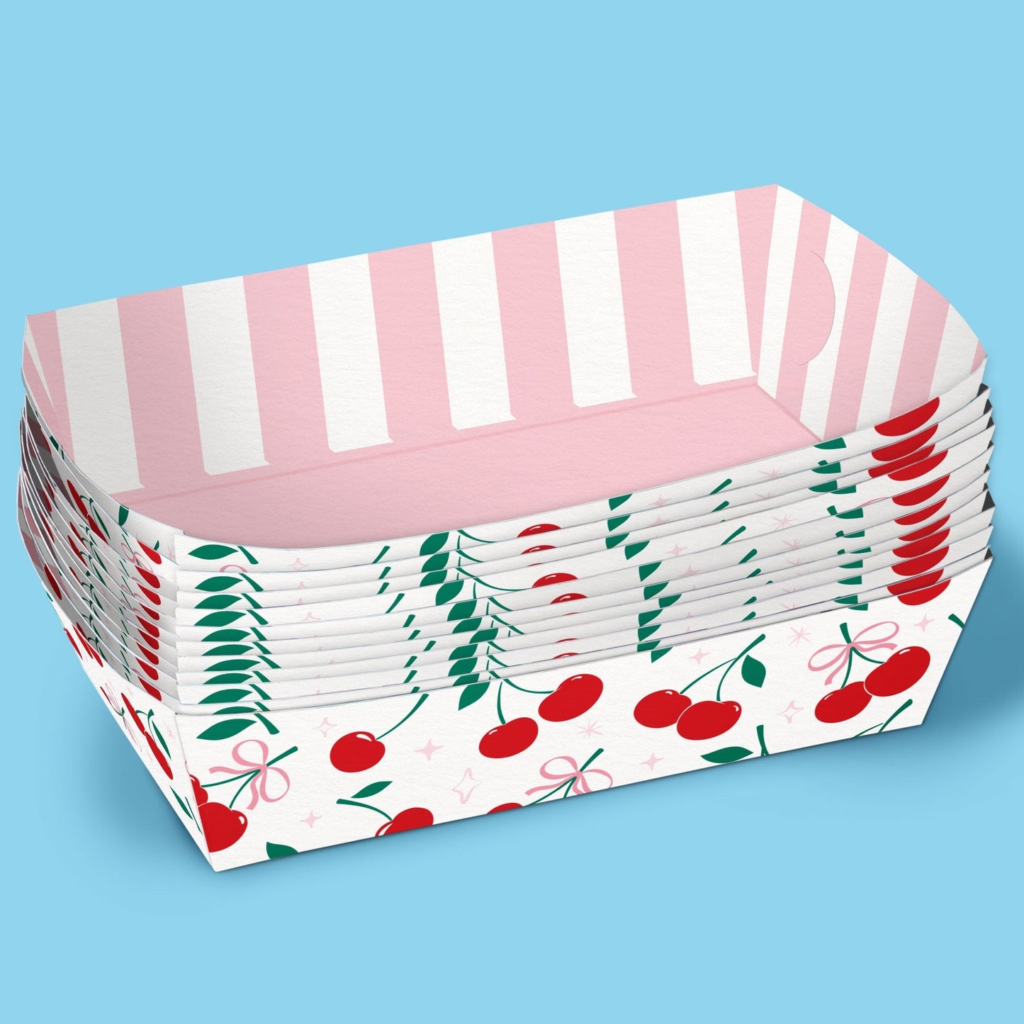 Cherry Paper Food Trays - 12 Ct