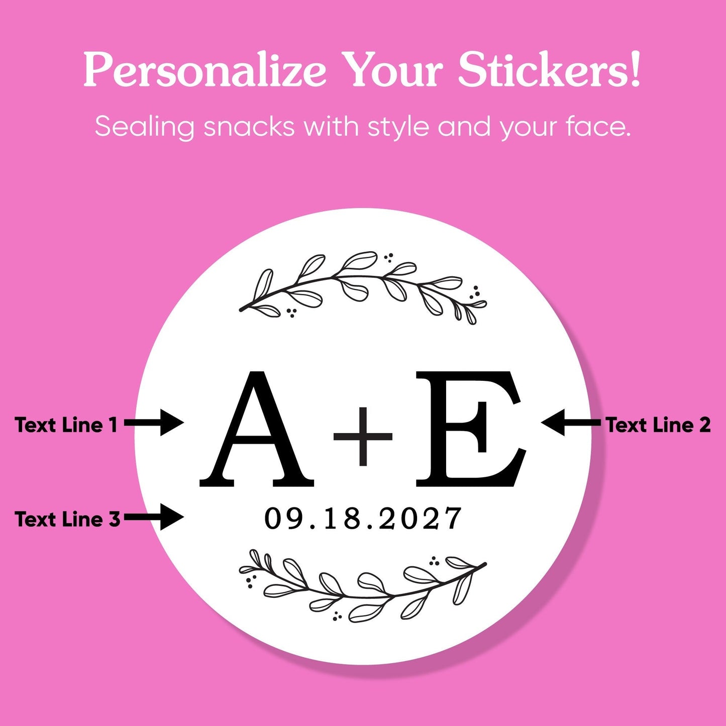 Custom Text Stickers & Clear Cookie Bags - Rustic Leaves