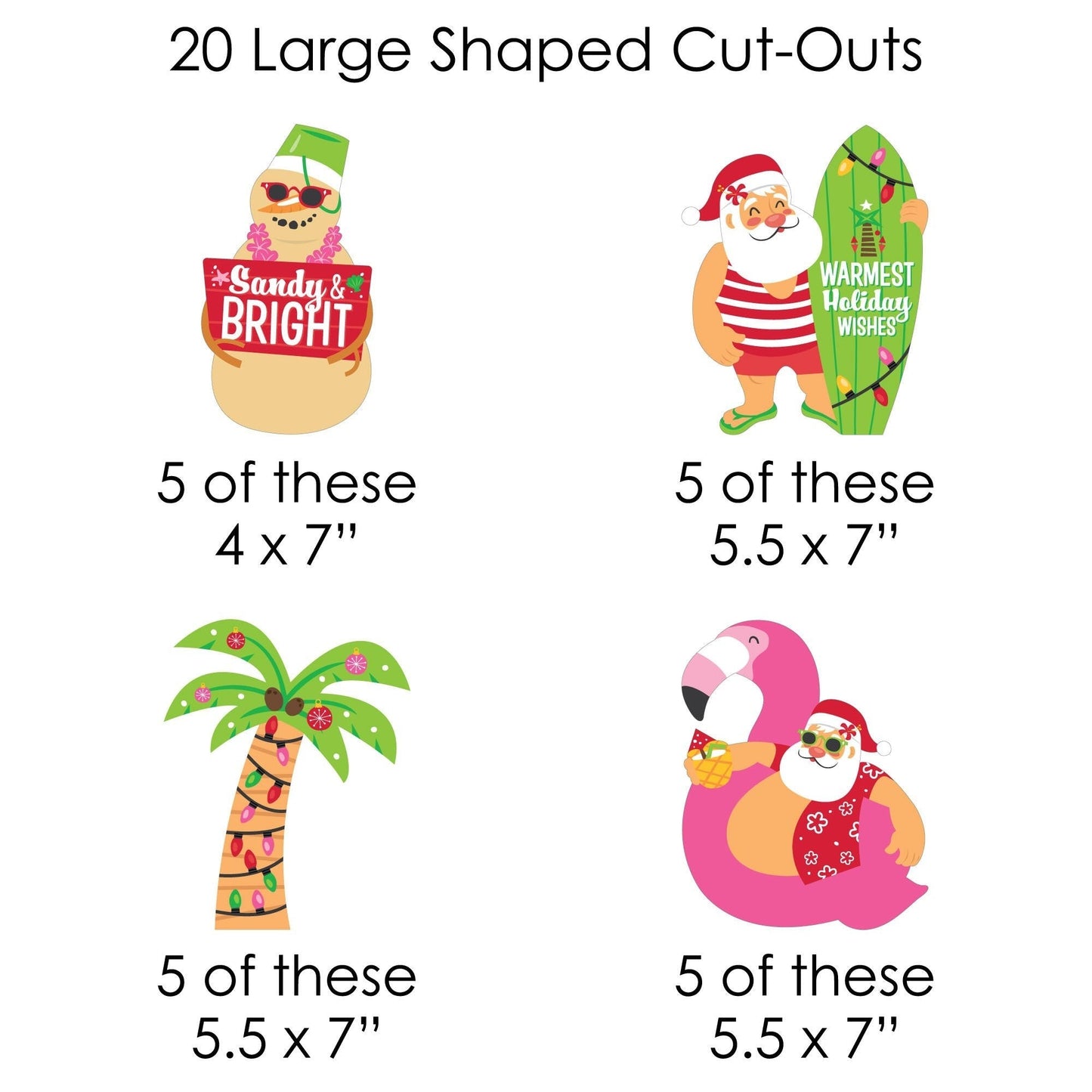 Tropical Christmas - Beach Santa Holiday Party DIY Decorations - Clothespin Garland Banner - 44 Pieces