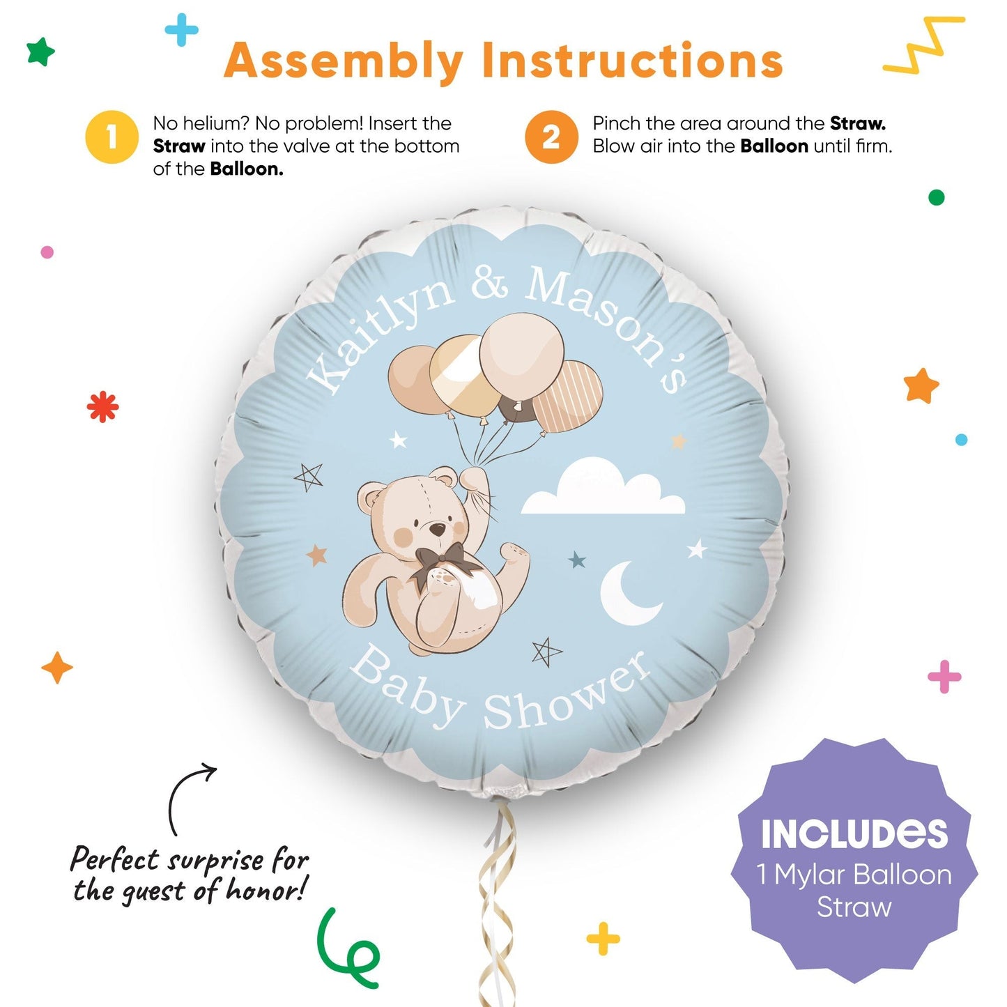 Custom Text Balloon - We Can Bearly Wait - Double Sided - 1 Ct