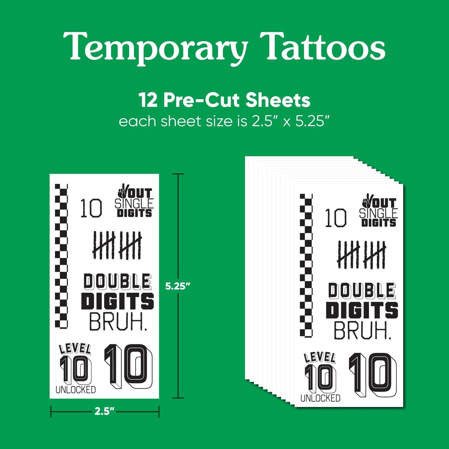 10th Birthday Bruh Temporary Tattoos - 84 Ct