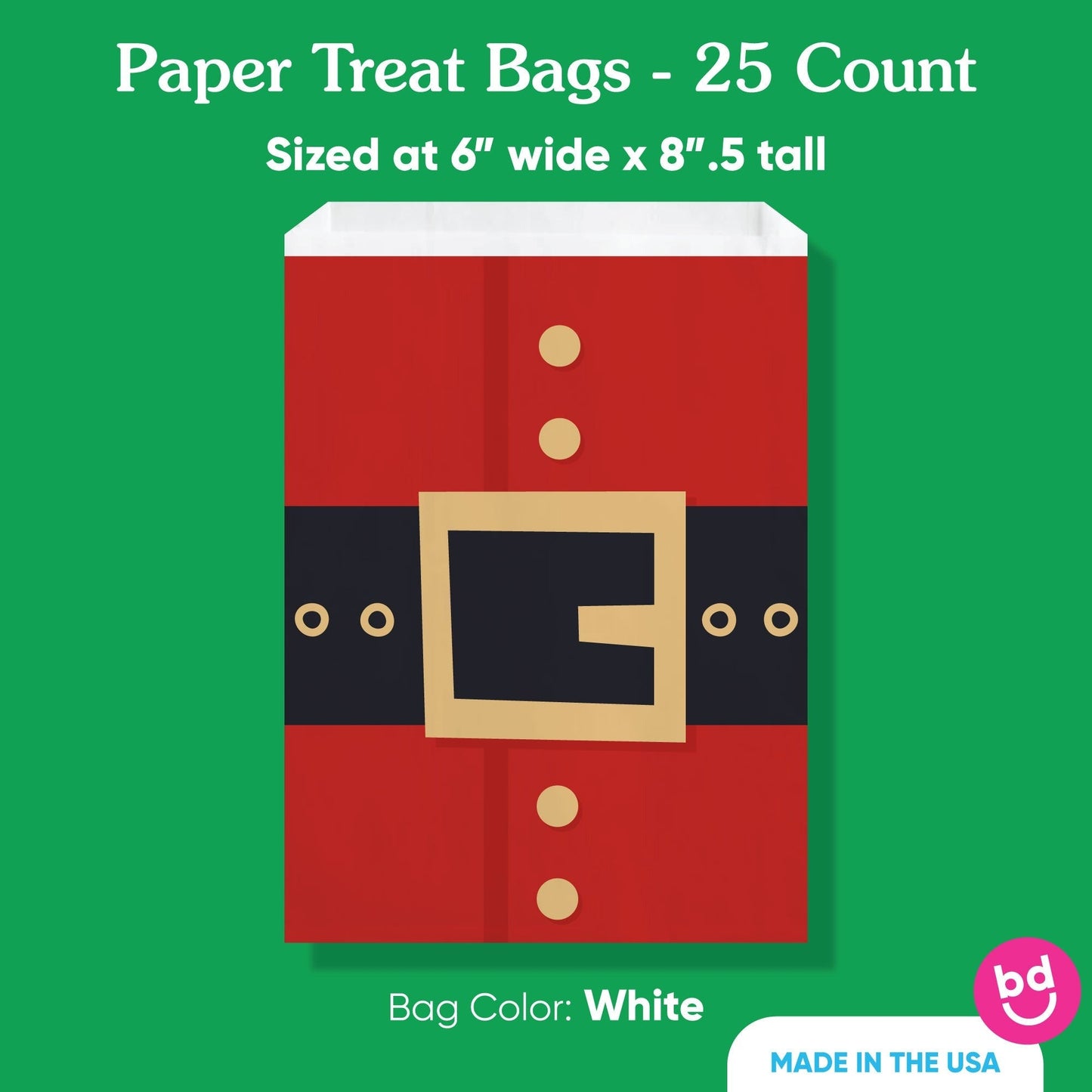Paper Treat Bags - Jolly Santa - 25 Ct