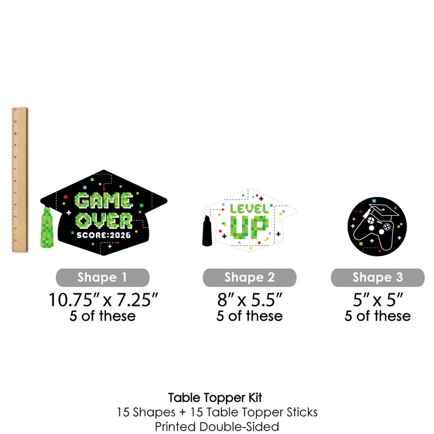 Game Over - Video Game Graduation Party Centerpiece Sticks - Table Toppers - Set of 15