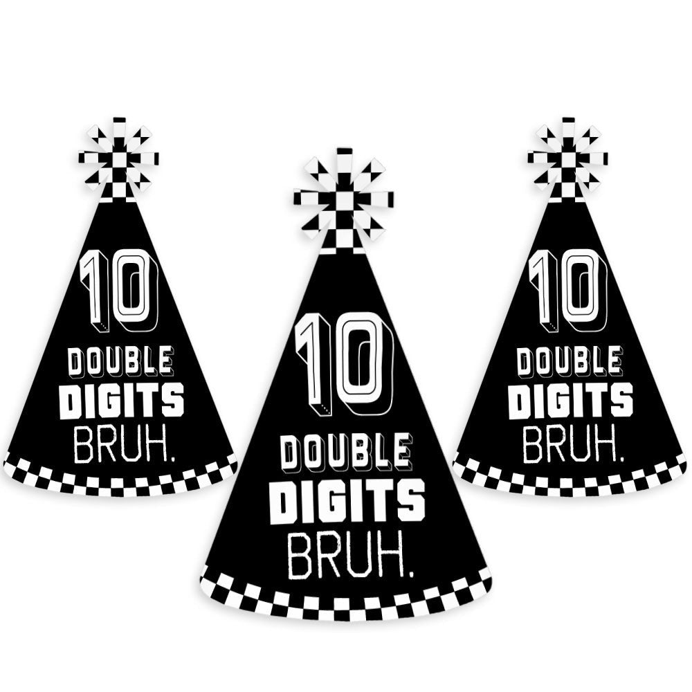 10th Birthday Bruh Cone Hat - 8 Ct