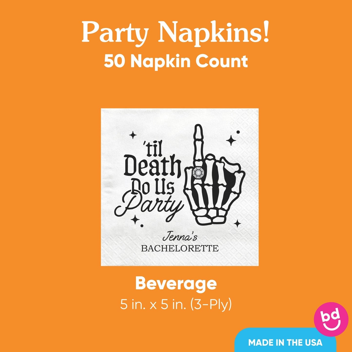 Custom Text Napkins - Til Death Do Us Party