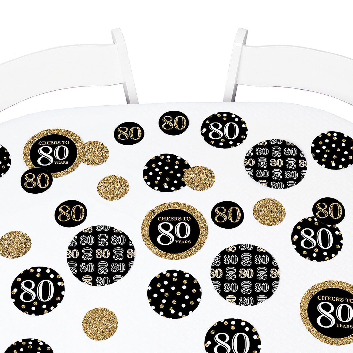 Adult 80th Birthday - Gold - Birthday Party Giant Circle Confetti - Birthday Party Decorations - Large Confetti 27 Count