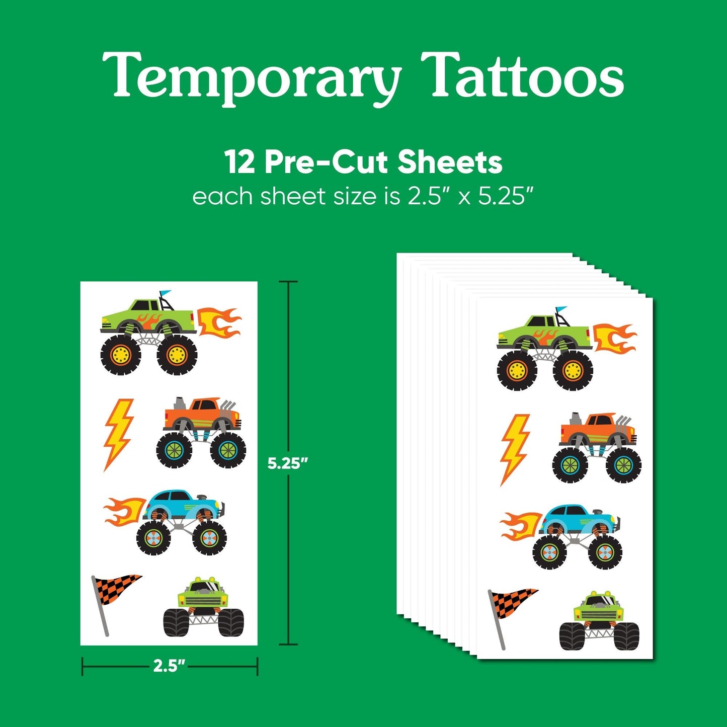 Monster Truck Temporary Tattoos - 72 Ct