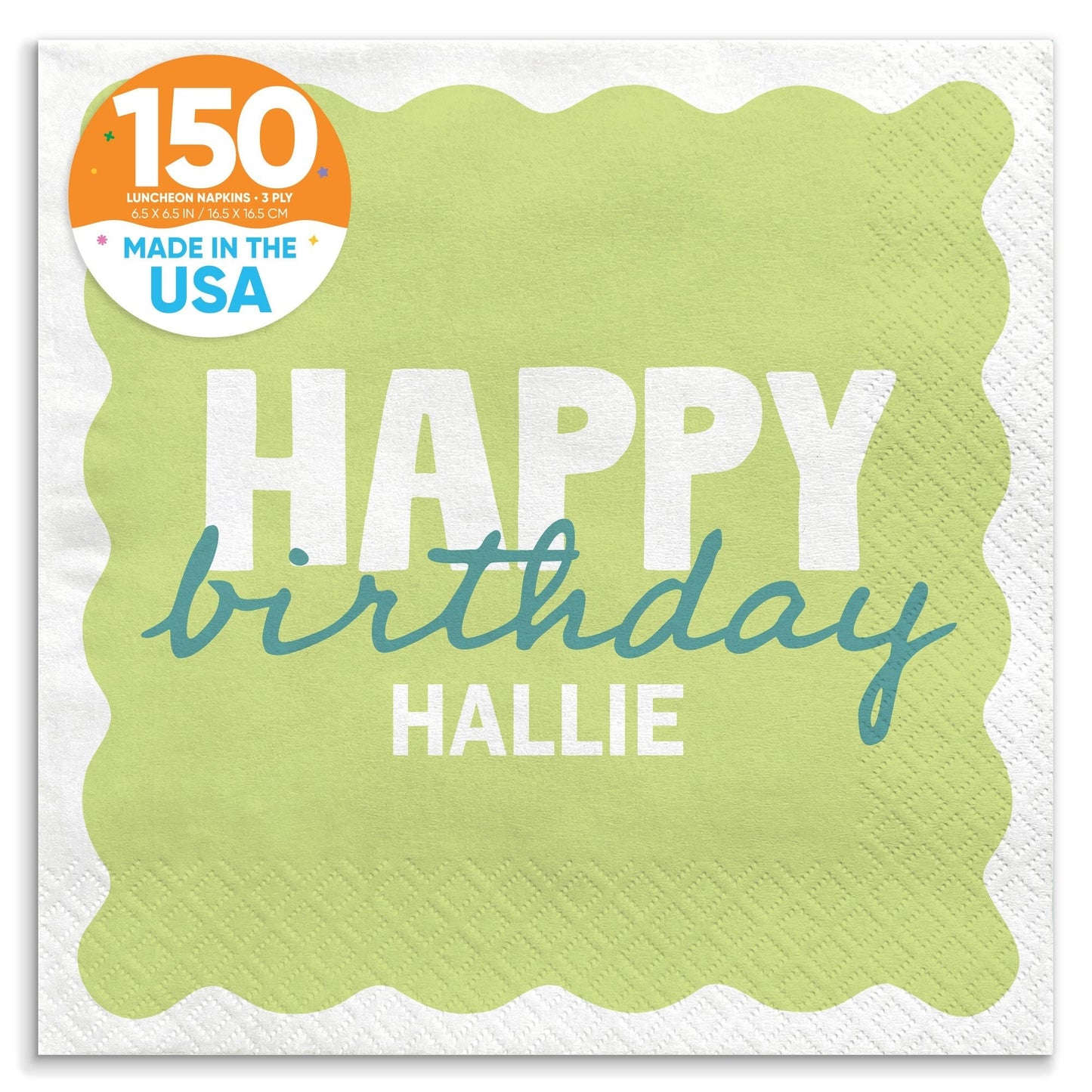 Custom Text Napkins - Wavy Birthday