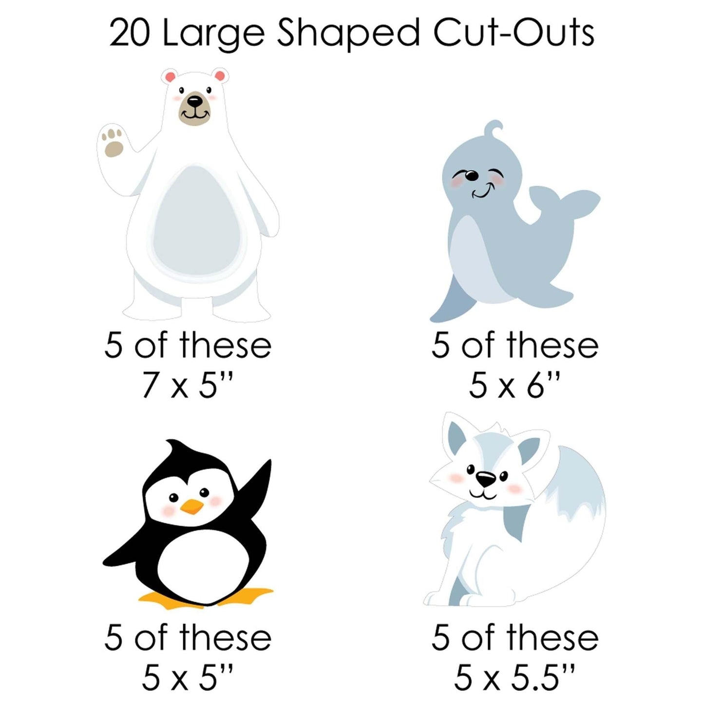 Arctic Polar Animals - Winter Baby Shower or Birthday Party DIY Decorations - Clothespin Garland Banner - 44 Pieces