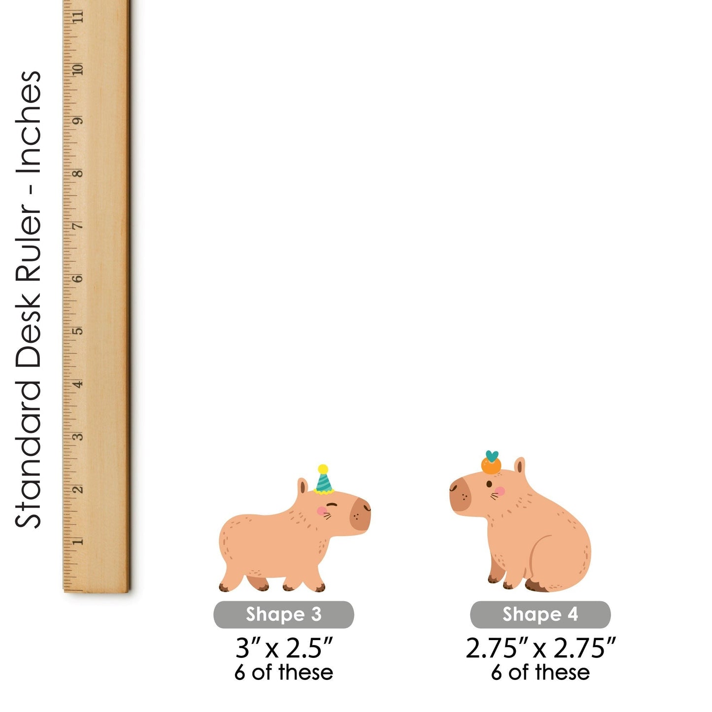 Capy Birthday - Dessert Cupcake Toppers - Capybara Party Clear Treat Picks - Set of 24