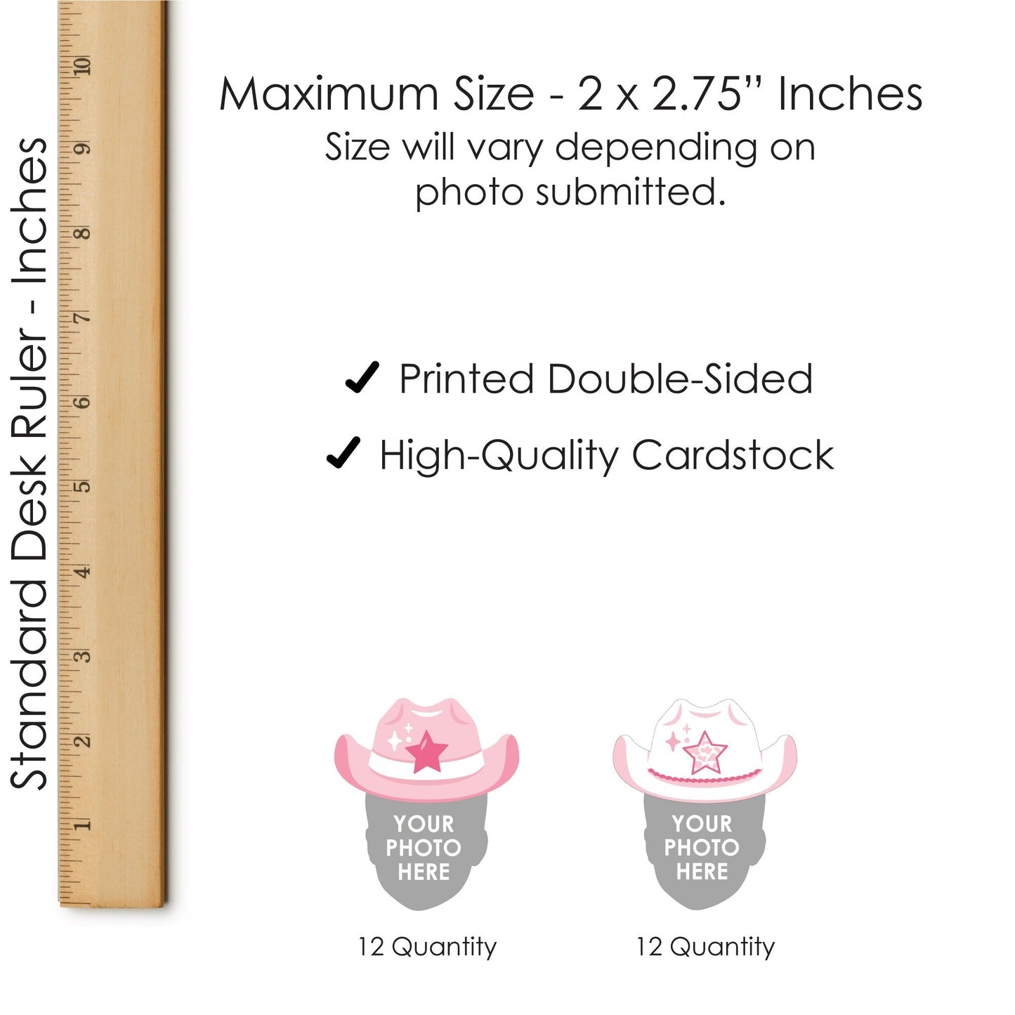 Custom Photo Last Rodeo - Pink Cowgirl Bachelorette Party Dessert Cupcake Toppers - Fun Face Clear Treat Picks - Set of 24