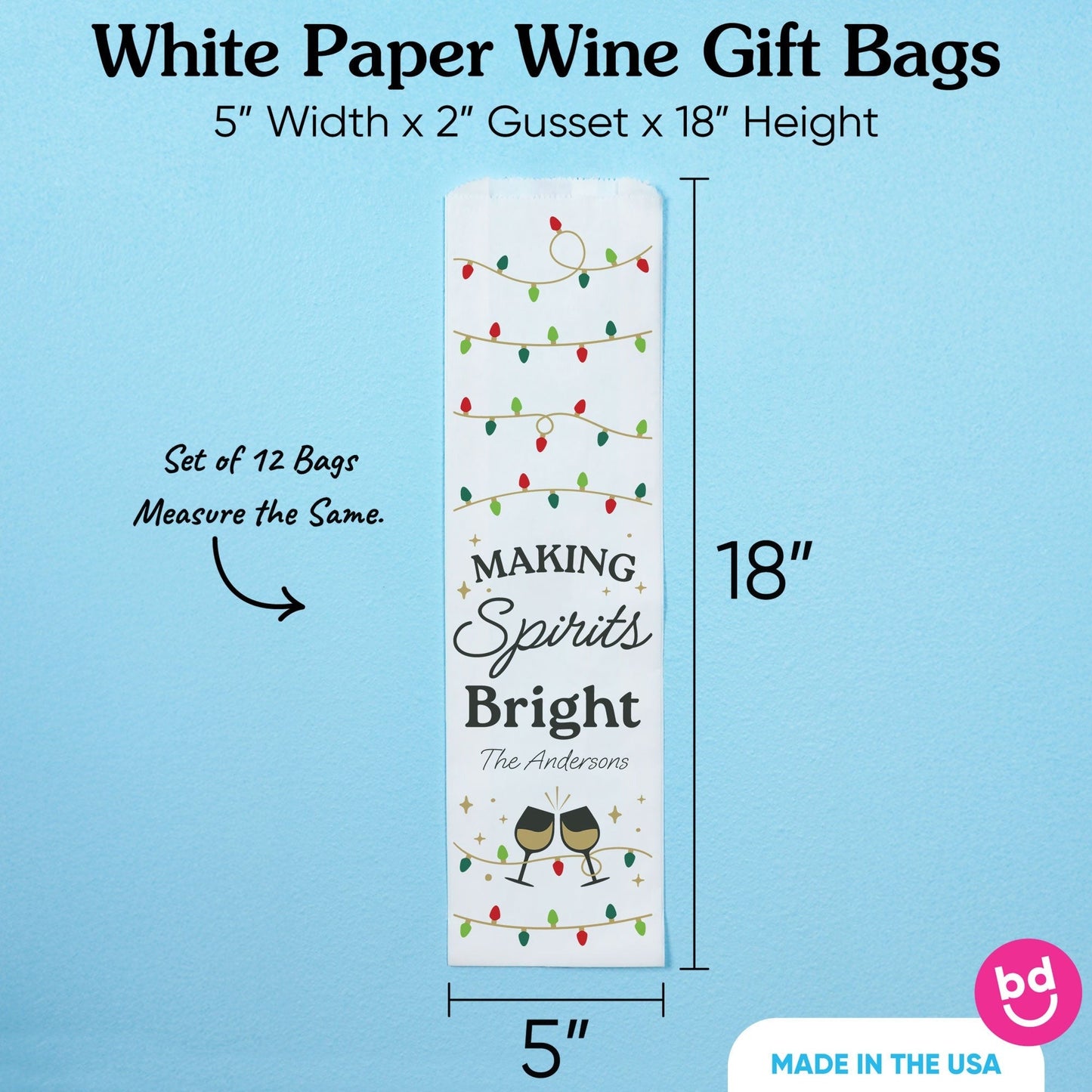 Custom Text Wine Bags - Making Spirits Bright